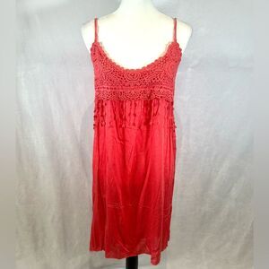 Pink embroidered lace cotton blend sundress size medium